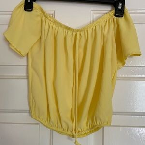 Yellow Scrunched Cropped Blouse